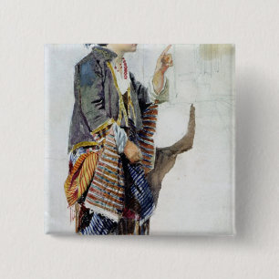 Chapa Cuadrada Figura de un chica en traje turco, siglo XIX