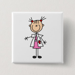 Chapa Cuadrada Figura femenina del palillo del médico