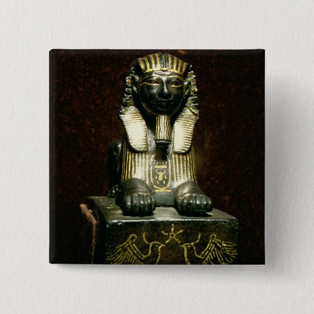 Chapa Cuadrada Figurilla de una esfinge de rey Tuthmosis III, (Anverso)