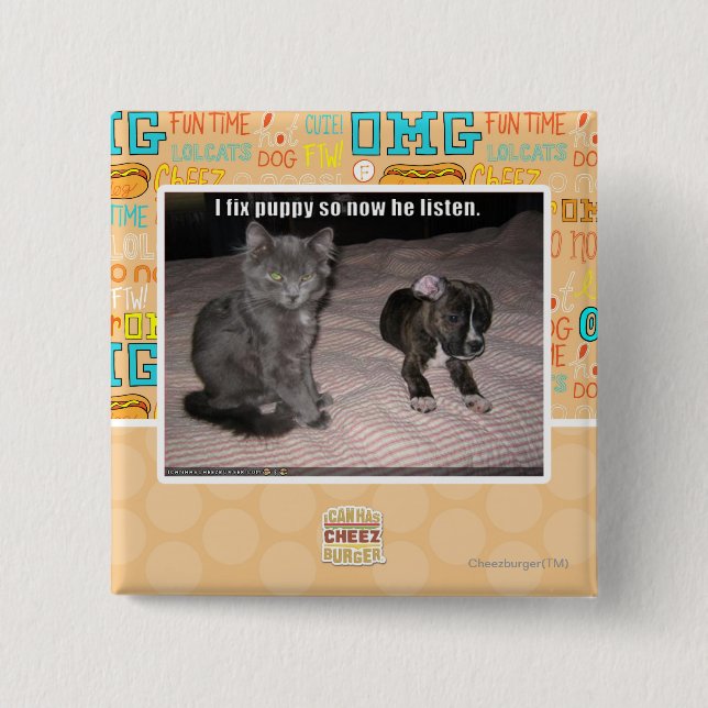 Chapa Cuadrada Fijo el perrito (Anverso)