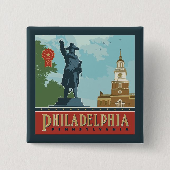 Chapa Cuadrada Filadelfia, PA | Salón de la Independencia (Anverso)