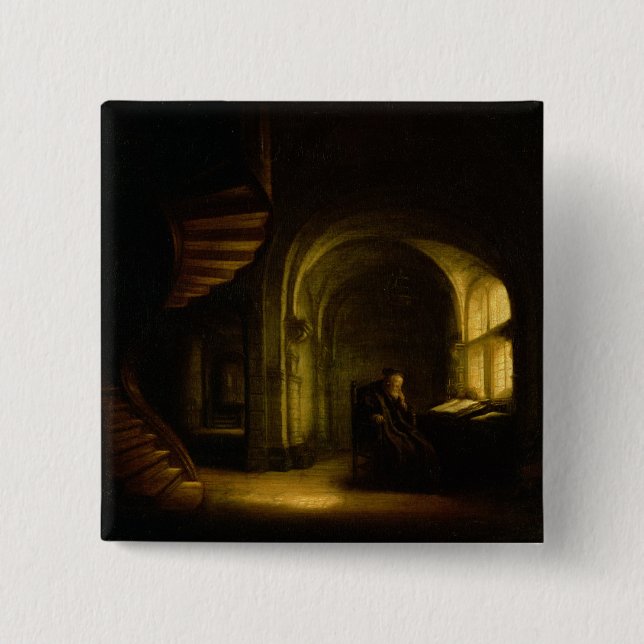 Chapa Cuadrada Filósofo con un libro abierto, 1625-7 (aceite en (Anverso)