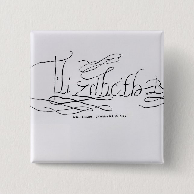 Chapa Cuadrada Firma de la reina Elizabeth I (Anverso)