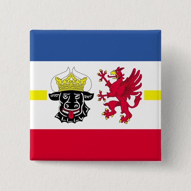 Chapa Cuadrada Flag of Mecklenburg-Western Pomerania Pinback Butt (Anverso)