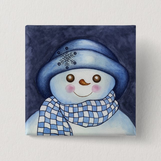 Chapa Cuadrada Flaky Snowman Button (Anverso)
