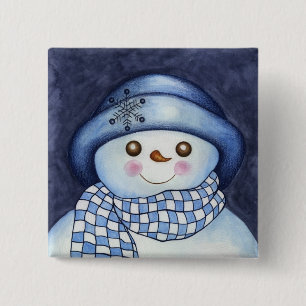 Chapa Cuadrada Flaky Snowman Button