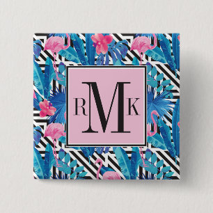 Chapa Cuadrada Flamenco y palmas en modelo geométrico