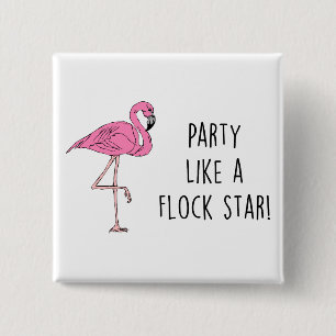 Chapa Cuadrada Flamingo Pun Gracioso Regalo