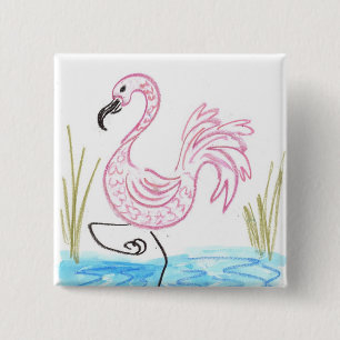 Chapa Cuadrada Flamingo rosa #13
