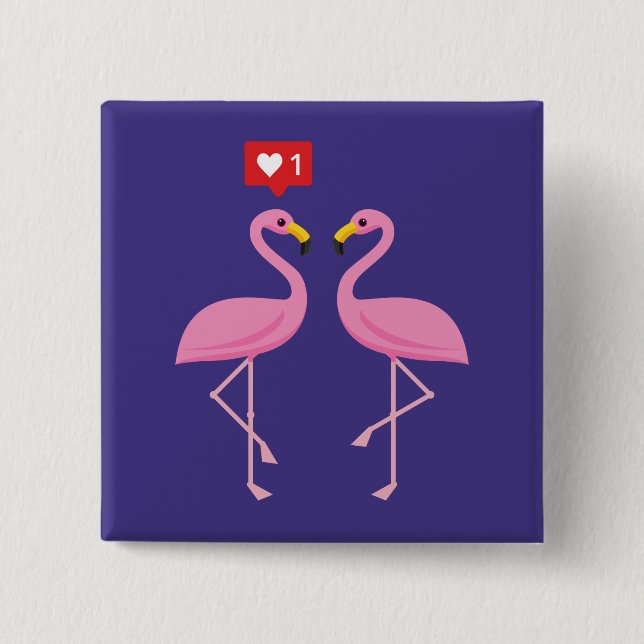 Chapa Cuadrada Flamingo Rosa lindo como Pastel de Corazón (Anverso)