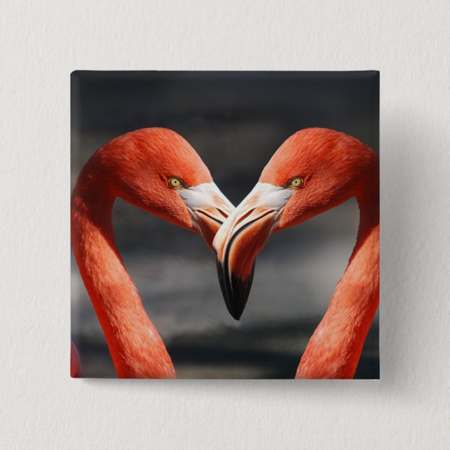Chapa Cuadrada Flamingos enamorados (Anverso)