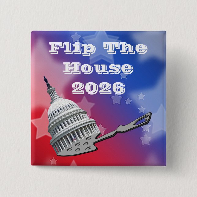 Chapa Cuadrada Flip The House Vote Blue 2026 (Anverso)