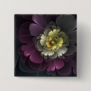 Chapa Cuadrada Flor abstracta moderna purpura gris khaki