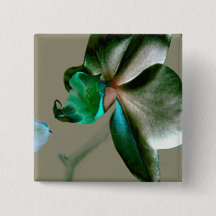 Chapa Cuadrada Flor artística en tonos azules, verdes y grises