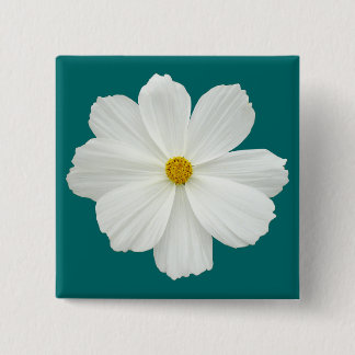 Chapa Cuadrada Flor Cosmos Blanco