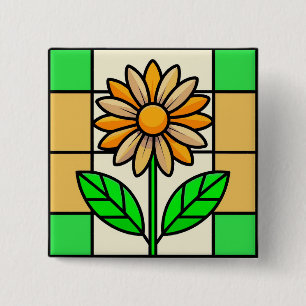 Chapa Cuadrada Flor de vidrio manchado