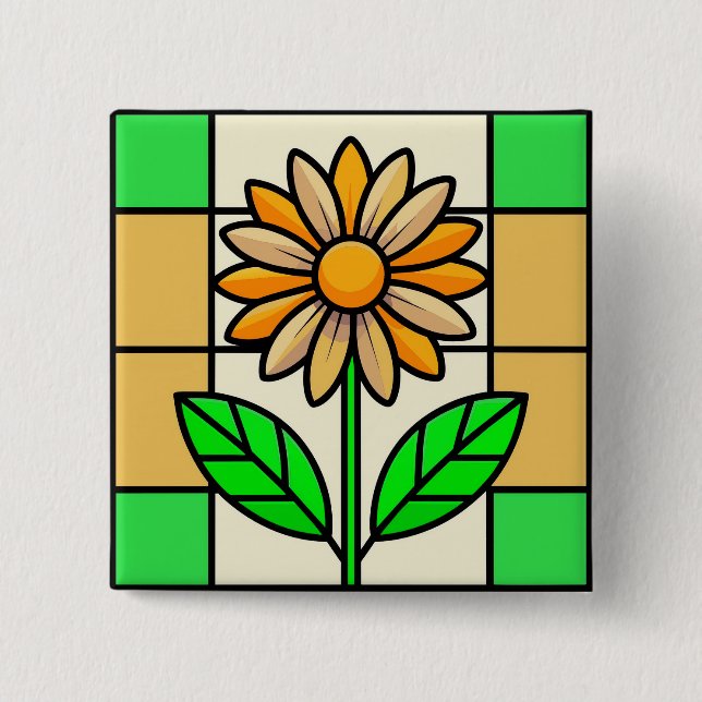 Chapa Cuadrada Flor de vidrio manchado (Anverso)