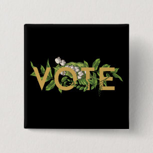 Chapa Cuadrada Floral Elegante Femenino Vintage Verde Vota