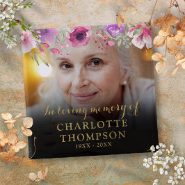 Chapa Cuadrada Floral en memoria amorosa Foto funeraria