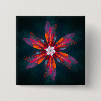Chapa Cuadrada Floral Mandala Flores Naranja Azul Rojo Resumen