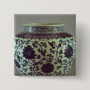 Chapa Cuadrada Florero azul y blanco grande de Ming