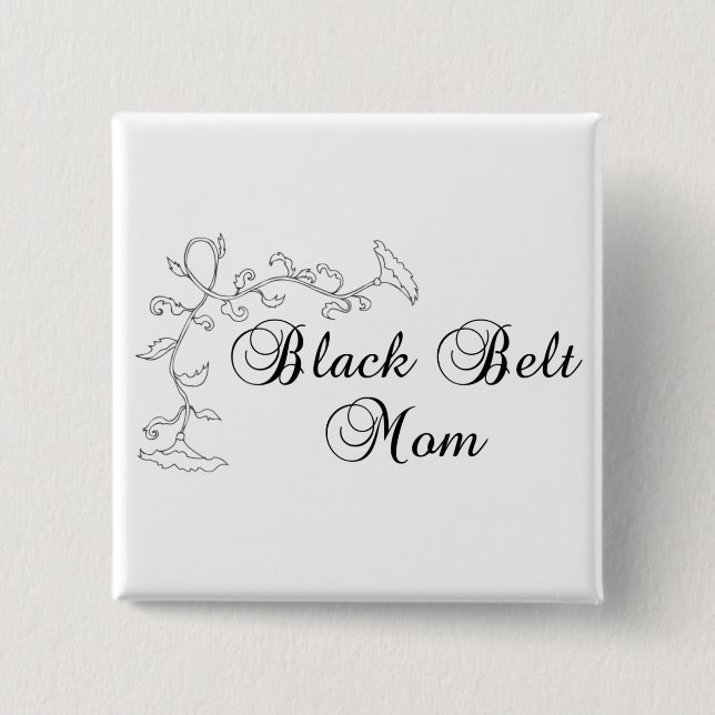 Chapa Cuadrada Flores Artes Marciales Black Belt Mom (Anverso)