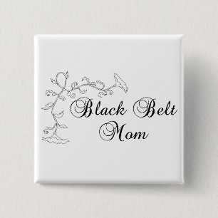 Chapa Cuadrada Flores Artes Marciales Black Belt Mom