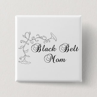 Chapa Cuadrada Flores Artes Marciales Black Belt Mom