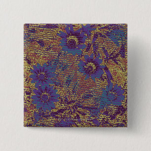 Chapa Cuadrada Flores azules contra modelo del camuflaje de la