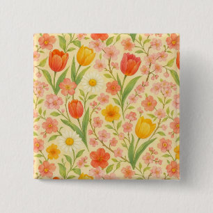 Chapa Cuadrada Flores bonitas con patrón de Pascua/primavera