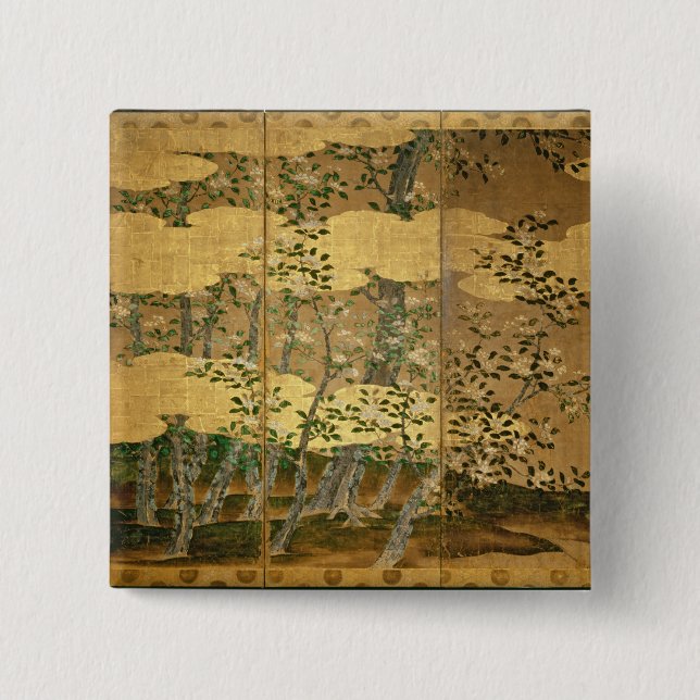 Chapa Cuadrada Flores de camelias (Anverso)