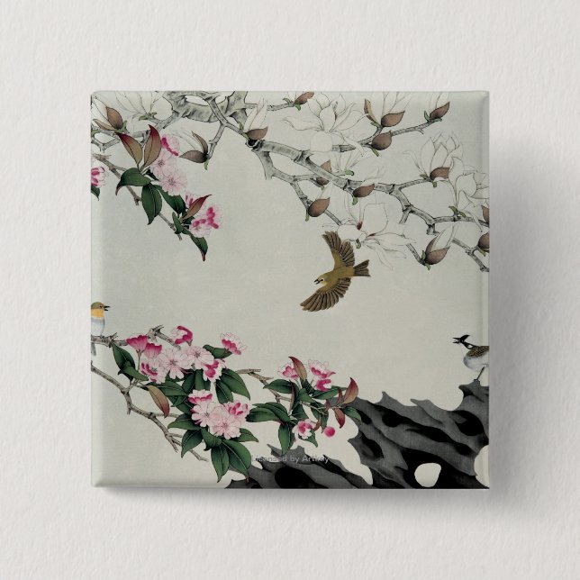 Chapa Cuadrada Flores de la primavera (Anverso)