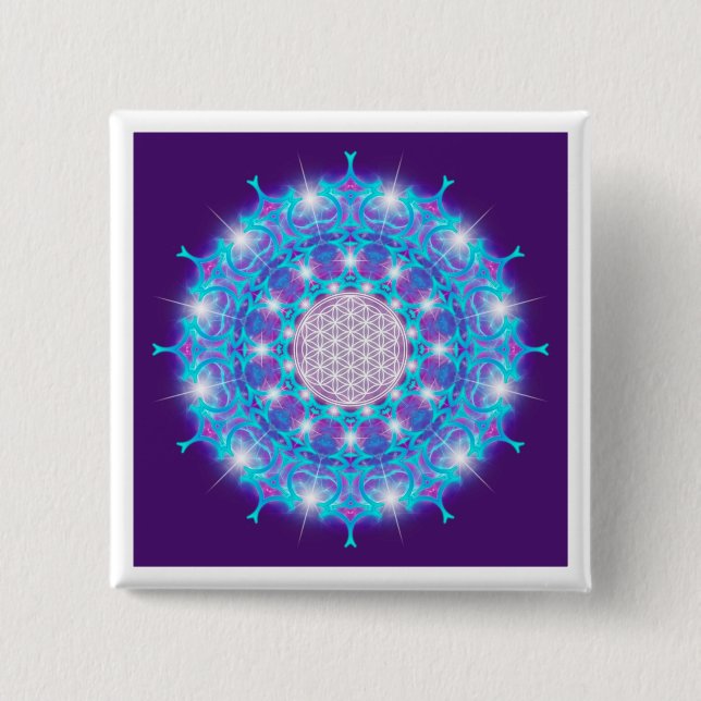 Chapa Cuadrada FLORES DE LA VIDA/Blume des Lebens Stars Mandala (Anverso)