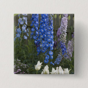 Chapa Cuadrada Flores de primavera a lo largo de un camino de jar