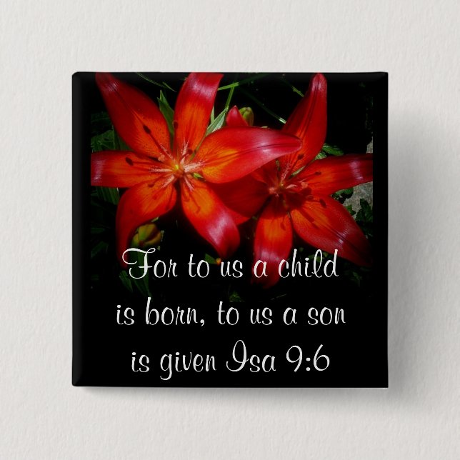 Chapa Cuadrada Flores del rojo del navidad (Anverso)