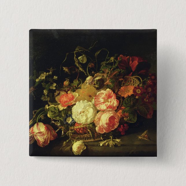 Chapa Cuadrada Flores e insectos, 1711 (aceite en el panel) (Anverso)