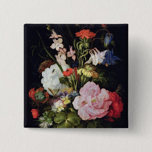 Chapa Cuadrada Flores en un florero (Anverso)