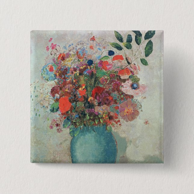 Chapa Cuadrada Flores en una vesícula turquesa, c.1912 (Anverso)