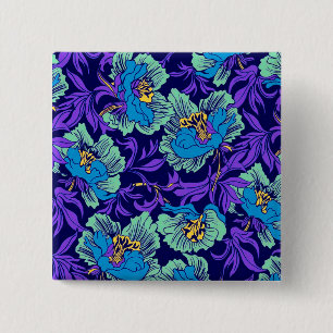 Chapa Cuadrada Flores moradas y azules William Morris