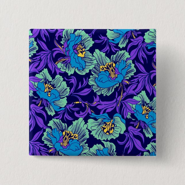 Chapa Cuadrada Flores moradas y azules William Morris (Anverso)