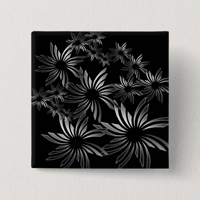 Chapa Cuadrada Flores plateadas (Anverso)