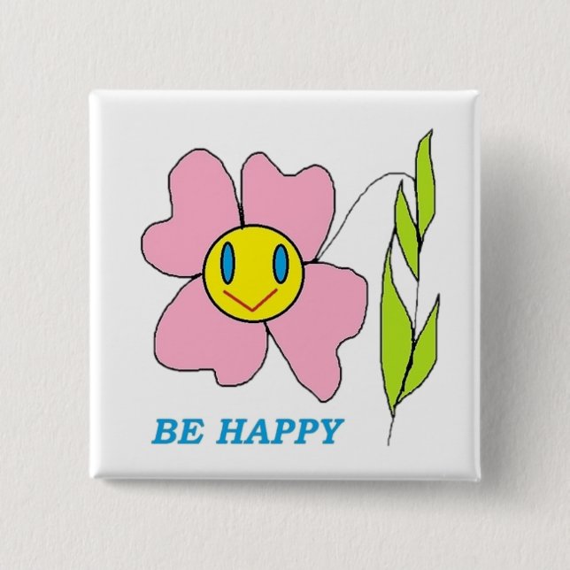 CHAPA CUADRADA FLORES "SER FELIZ" (Anverso)