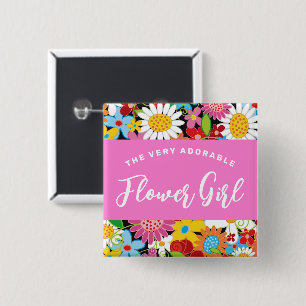 Chapa Cuadrada FLOWER GIRL Spring Flowers Garden Wedding Name Eti