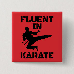Chapa Cuadrada Fluido en Karate Camiseta Divertida de Karate