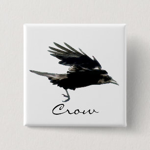 Chapa Cuadrada FLYING CROW Raven Wildlife Bird Art