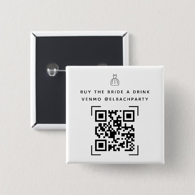 Chapa Cuadrada Fondo de Bachelorette | Comprar Una Bebida A La No (Anverso y reverso)