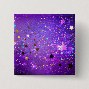 Chapa Cuadrada Fondo de papel de aluminio púrpura con estrellas