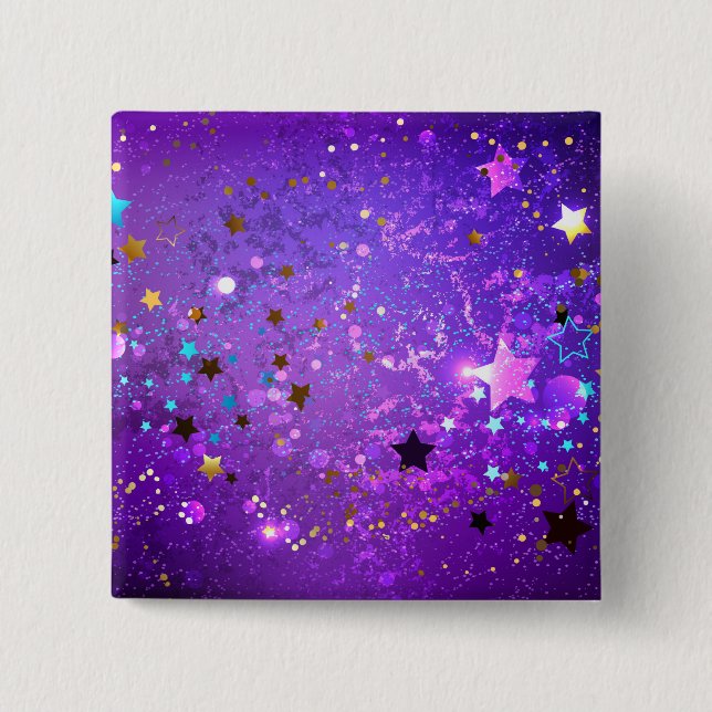 Chapa Cuadrada Fondo de Relieve metalizado púrpura con estrellas (Anverso)