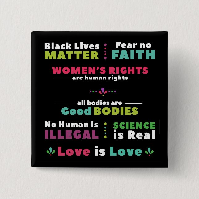 Chapa Cuadrada Fondo negro del Pin de la solidaridad (Anverso)