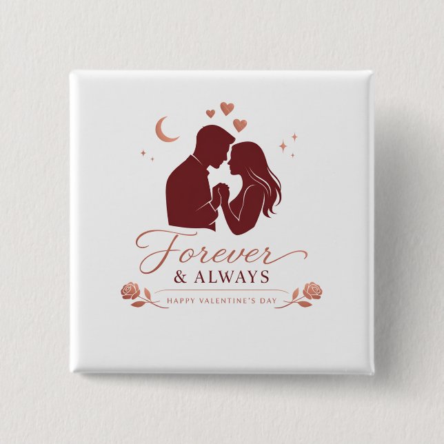 Chapa Cuadrada Forever & Always Romantic Couple Valentine's Squar (Anverso)